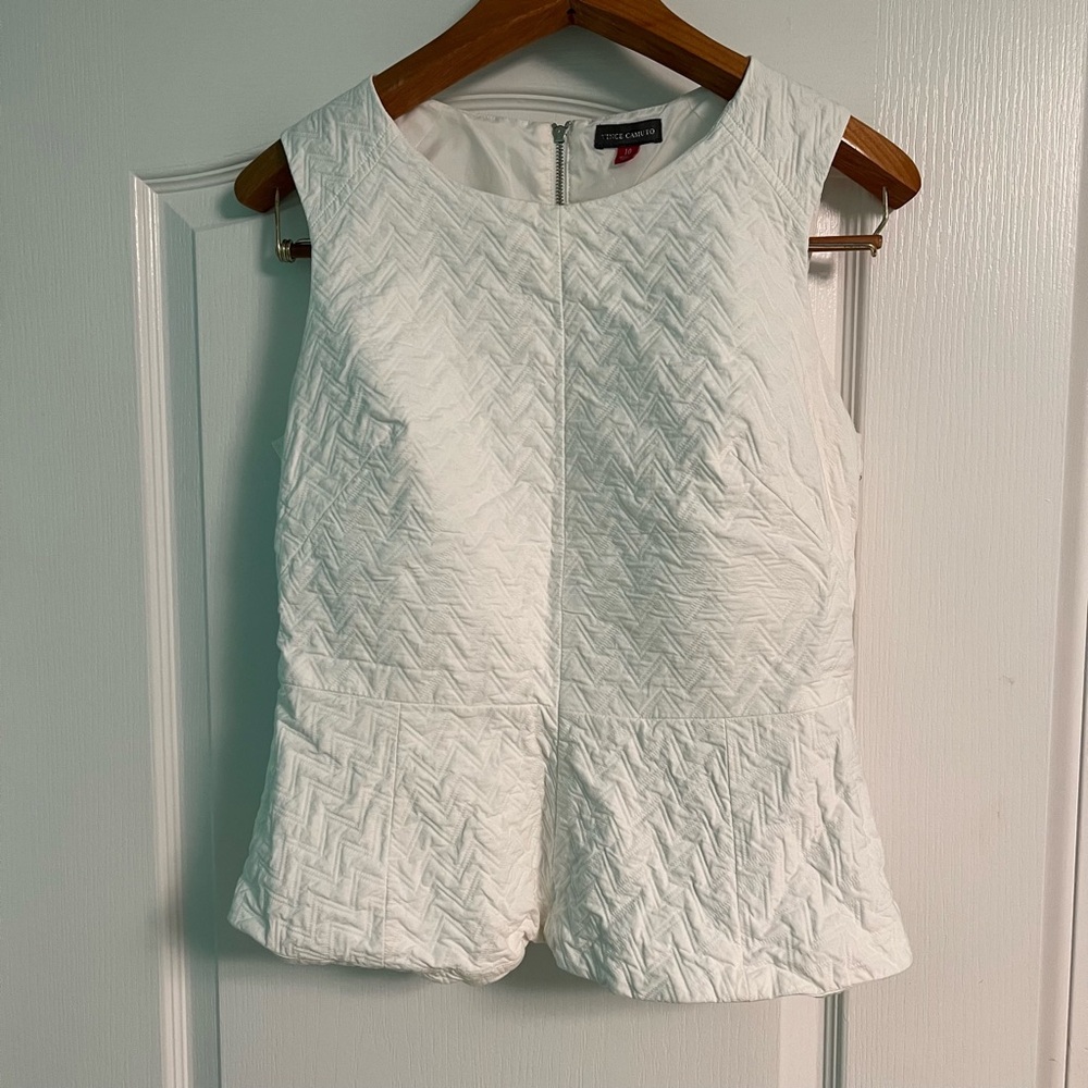 Vince Camuto Peplum Top, White, Size 10